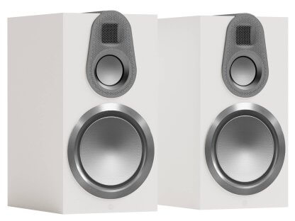 Monitor Audio GOLD 100 6G bibliotheque 3 voies tweeter ruban woofer event bass reflex arriere bois rouge macassar vernis satin white noir laque